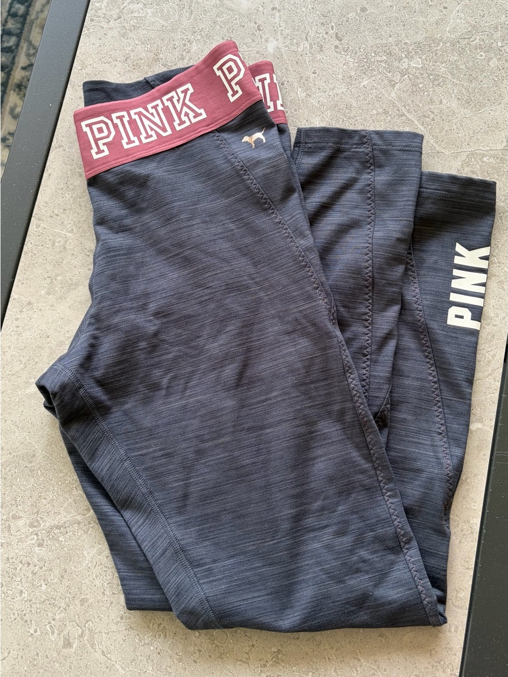 PINK Victoria's Secret Black Joggers with Maroon Branded Waistband